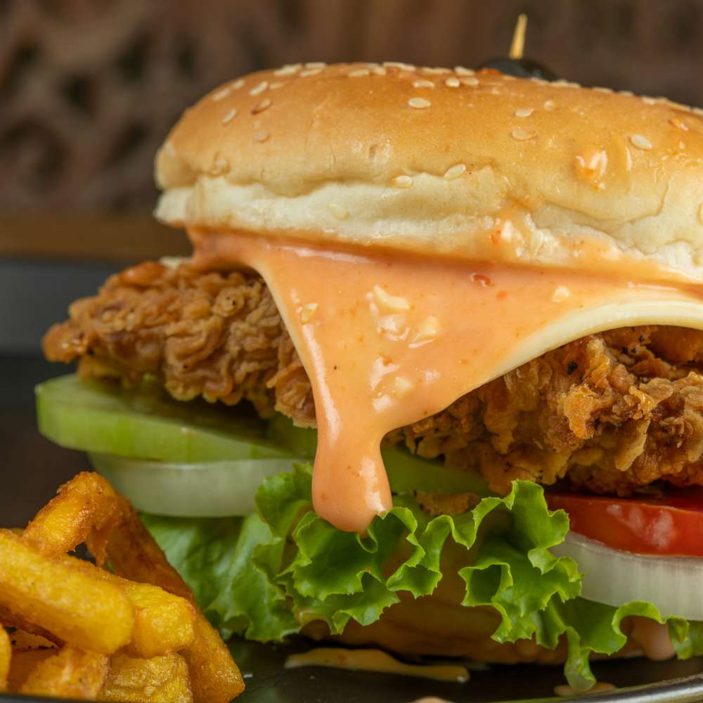 Crispy Fried Chicken Burger with Fries