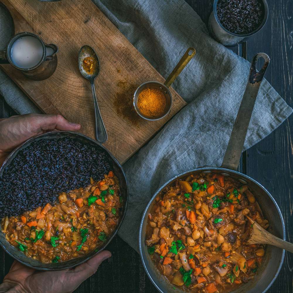 Vegetable & Chickpea Curry with Forbidden Rice