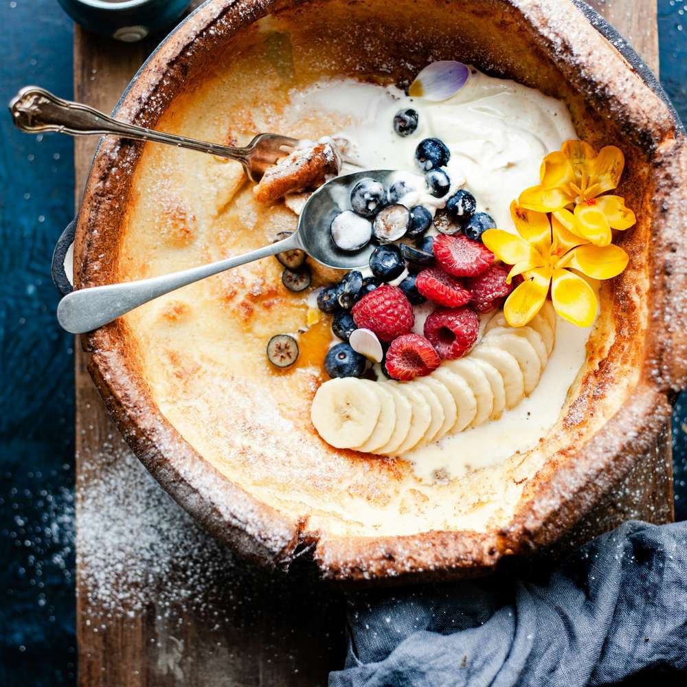 Dutch Baby Pancake with Fresh Fruit and Cream