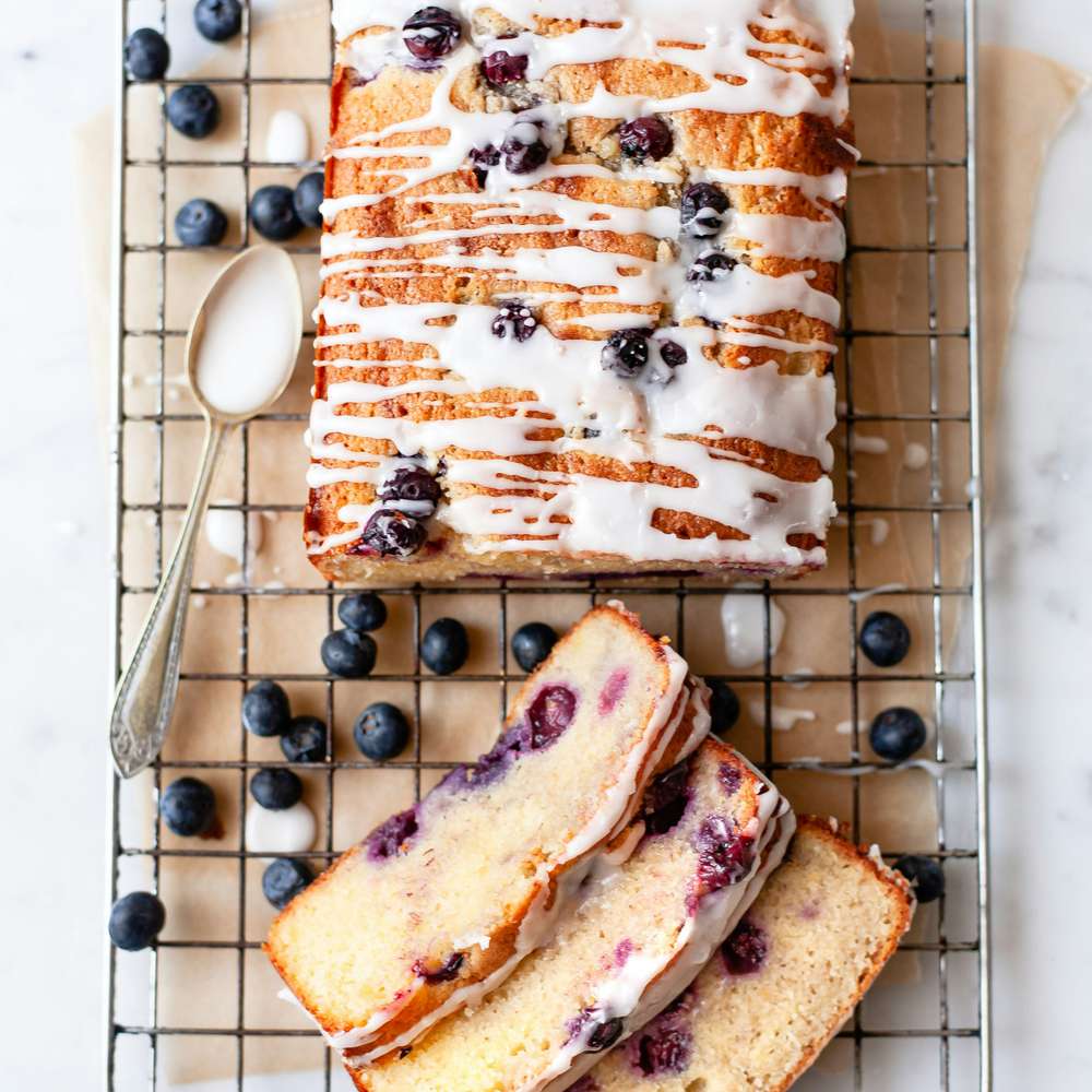 Blueberry Lemon Loaf Cake with Vanilla Glaze
