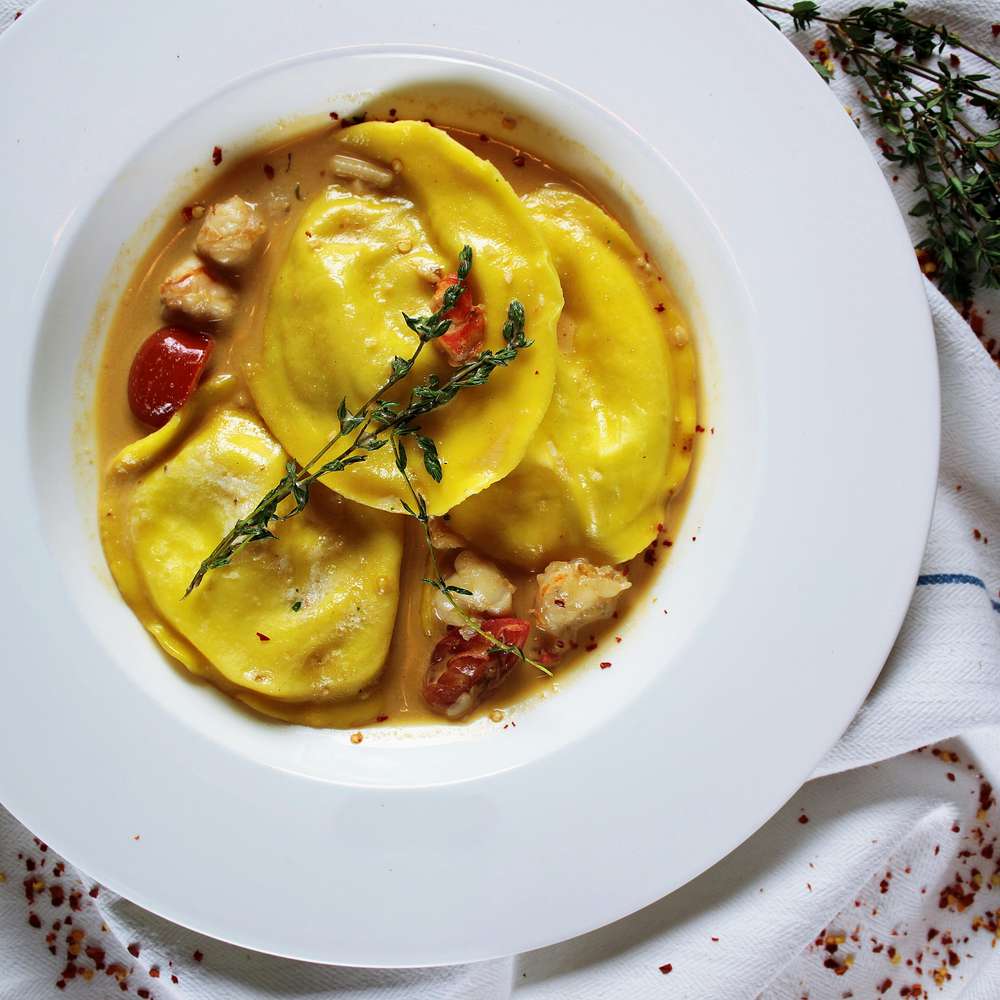 Lobster Ravioli with Butter Sauce