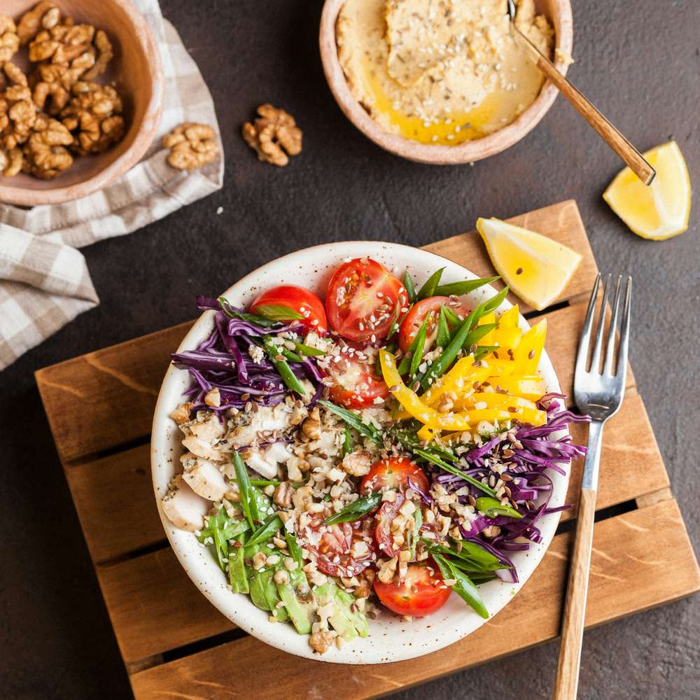 Rainbow Nourish Bowl with Hummus