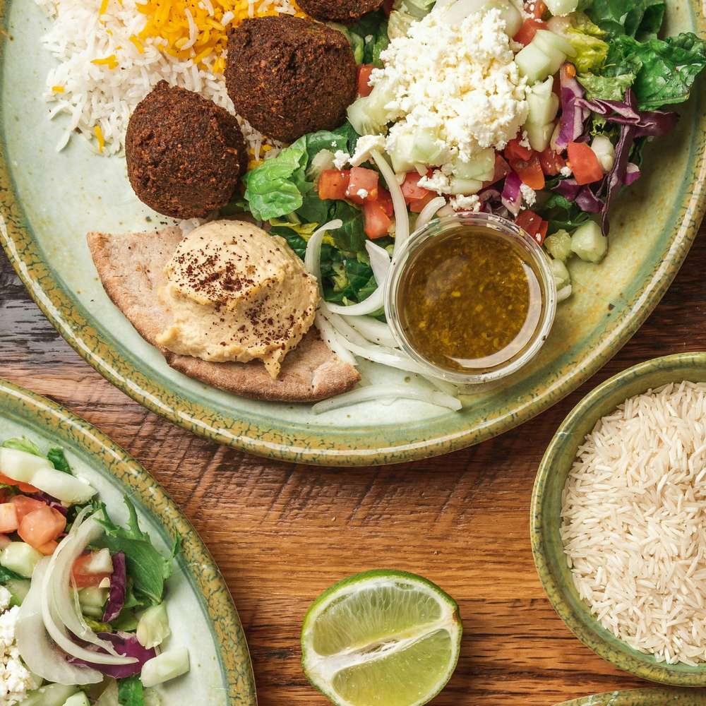 Falafel Bowl with Rice, Hummus & Fresh Salad
