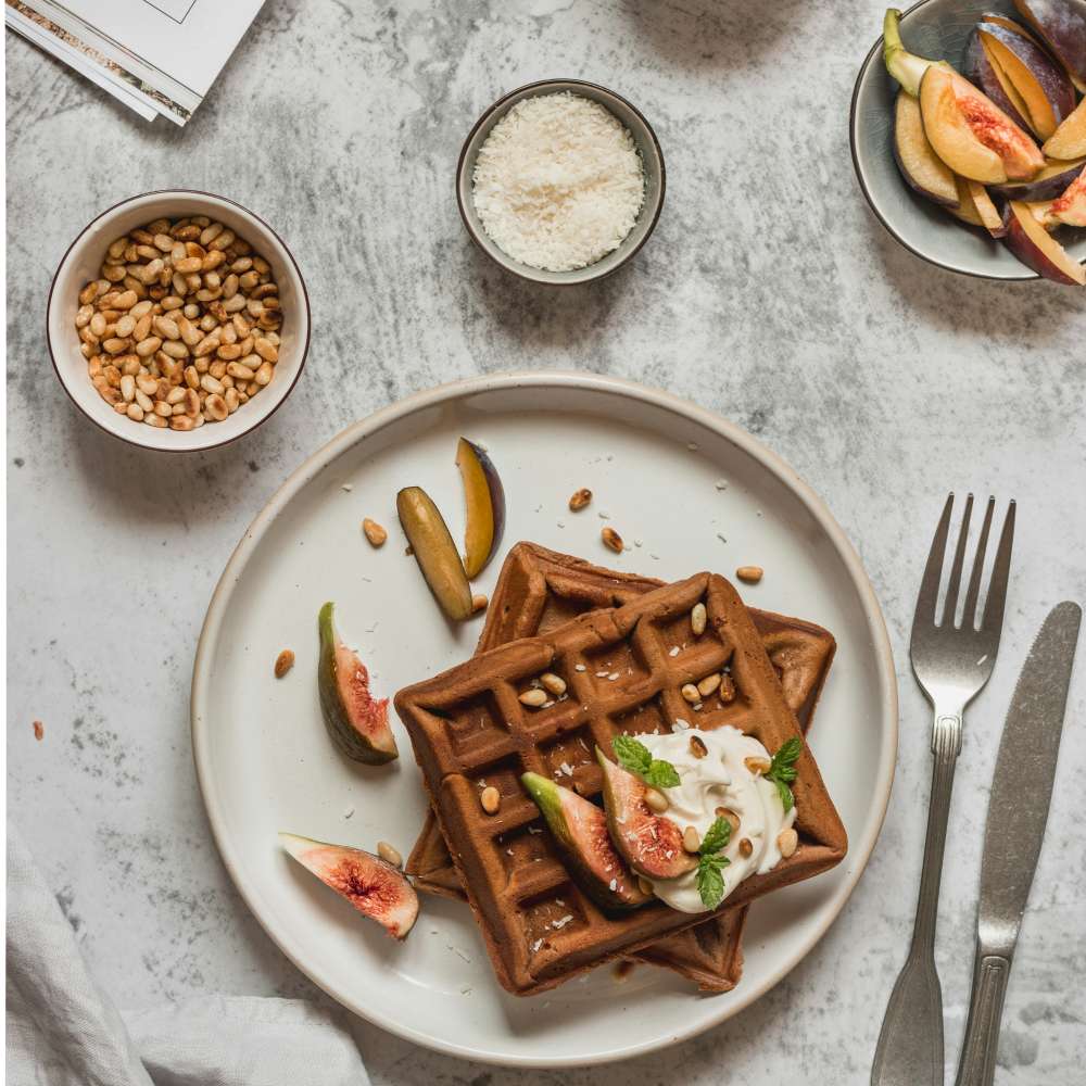 Spiced Waffles with Figs & Whipped Cream