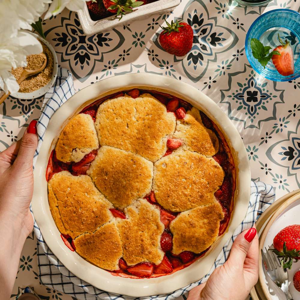Rustic Strawberry Biscuit Cobbler