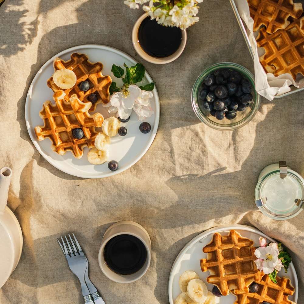 Classic Waffles with Banana & Blueberries