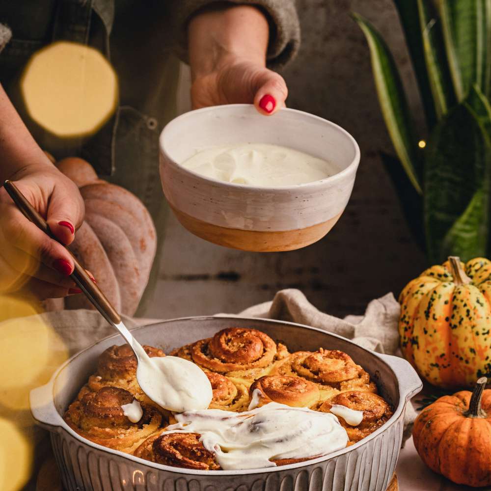 Pumpkin Cinnamon Rolls with Cream Cheese Icing