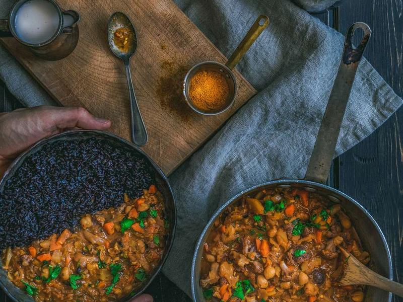 Vegetable & Chickpea Curry with Forbidden Rice