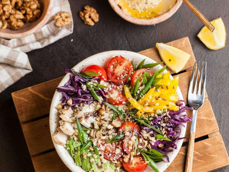 Rainbow Nourish Bowl with Hummus