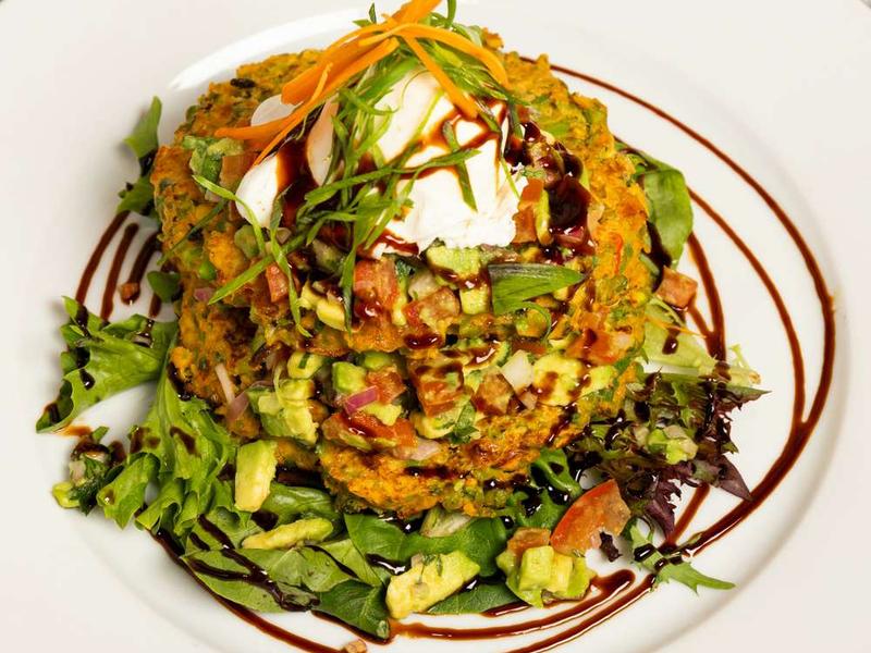 Zucchini & Chickpea Fritters with Avocado Salsa