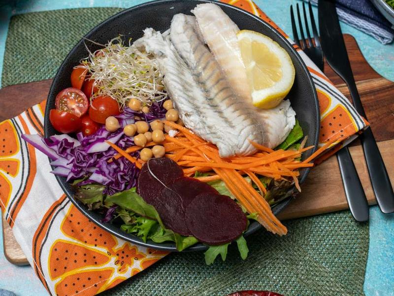 Poached White Fish Salad Bowl