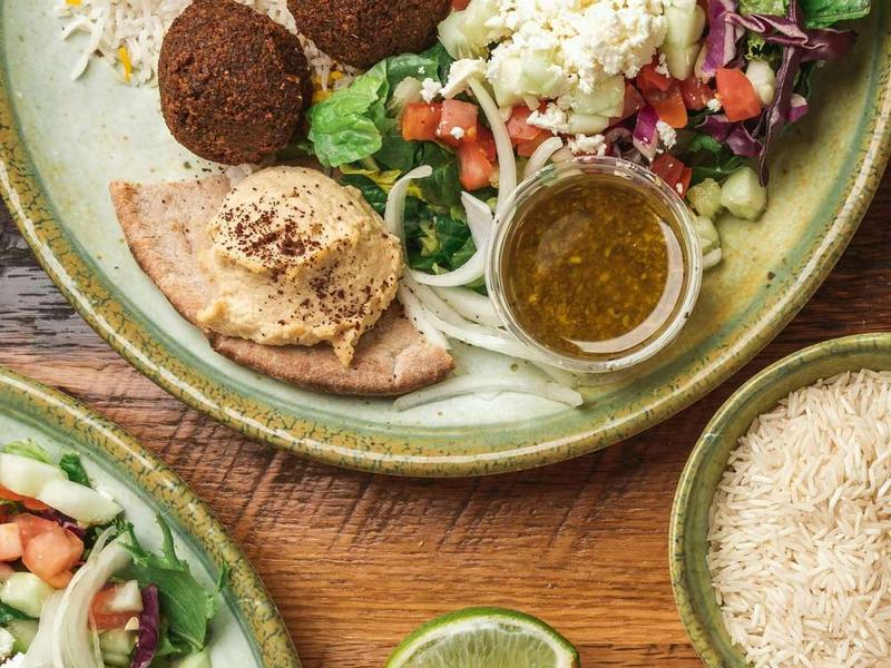 Falafel Bowl with Rice, Hummus & Fresh Salad