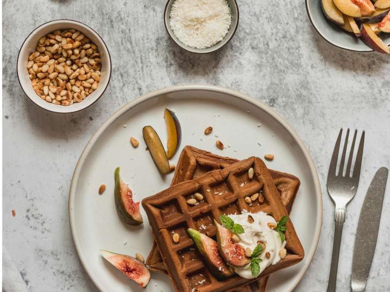 Spiced Waffles with Figs & Whipped Cream