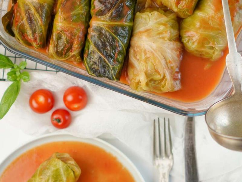 Stuffed Cabbage Rolls in Tomato Sauce
