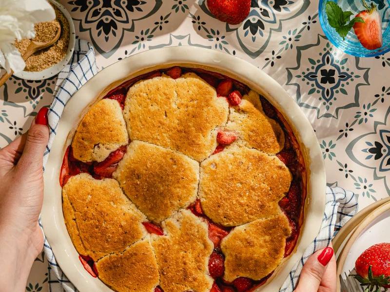 Rustic Strawberry Biscuit Cobbler