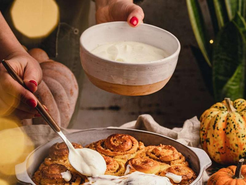 Pumpkin Cinnamon Rolls with Cream Cheese Icing