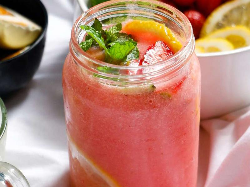 Watermelon Strawberry Lemonade with Mint